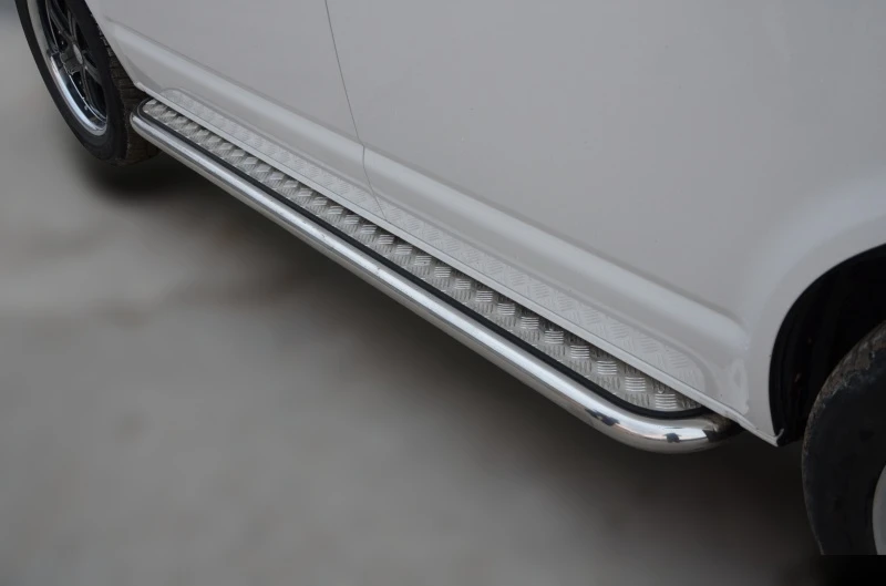 Пороги с накладным листом d53 мм для Volkswagen Caravelle T5 Рестайлинг  Юко VWK.15.41