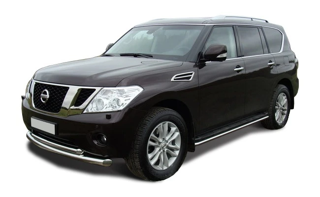 Защита переднего бампера двойная d76/60 мм для Nissan Patrol VI (Y62)  Юко NPL.10.04