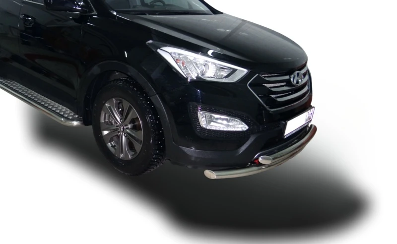 Защита переднего бампера двойная d60/42 мм для Hyundai Santa Fe III  Юко HYSF.12.04
