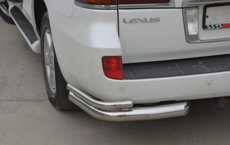 Защита заднего бампера угловая двойная d76/42 мм для Lexus LX III  Юко LLX.570.07.20