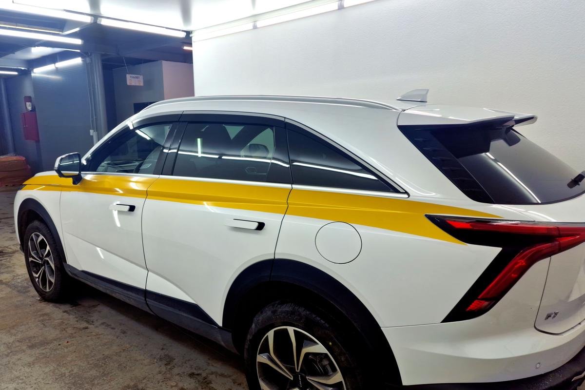 Дефлекторы окон 2D с хром накладками 6 шт. для Haval F7 II