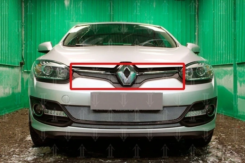 Защитная сетка радиатора верх 2 части для Renault Megane III Рестайлинг 2 Хром Стрелка 11 RMEG13.top.chrome