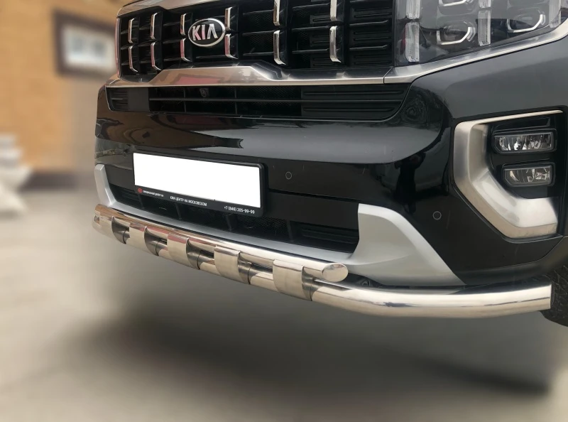 Защита переднего бампера с перемычками d60/42 мм для Kia Mohave I Рестайлинг 2  Юко KMH.21.75