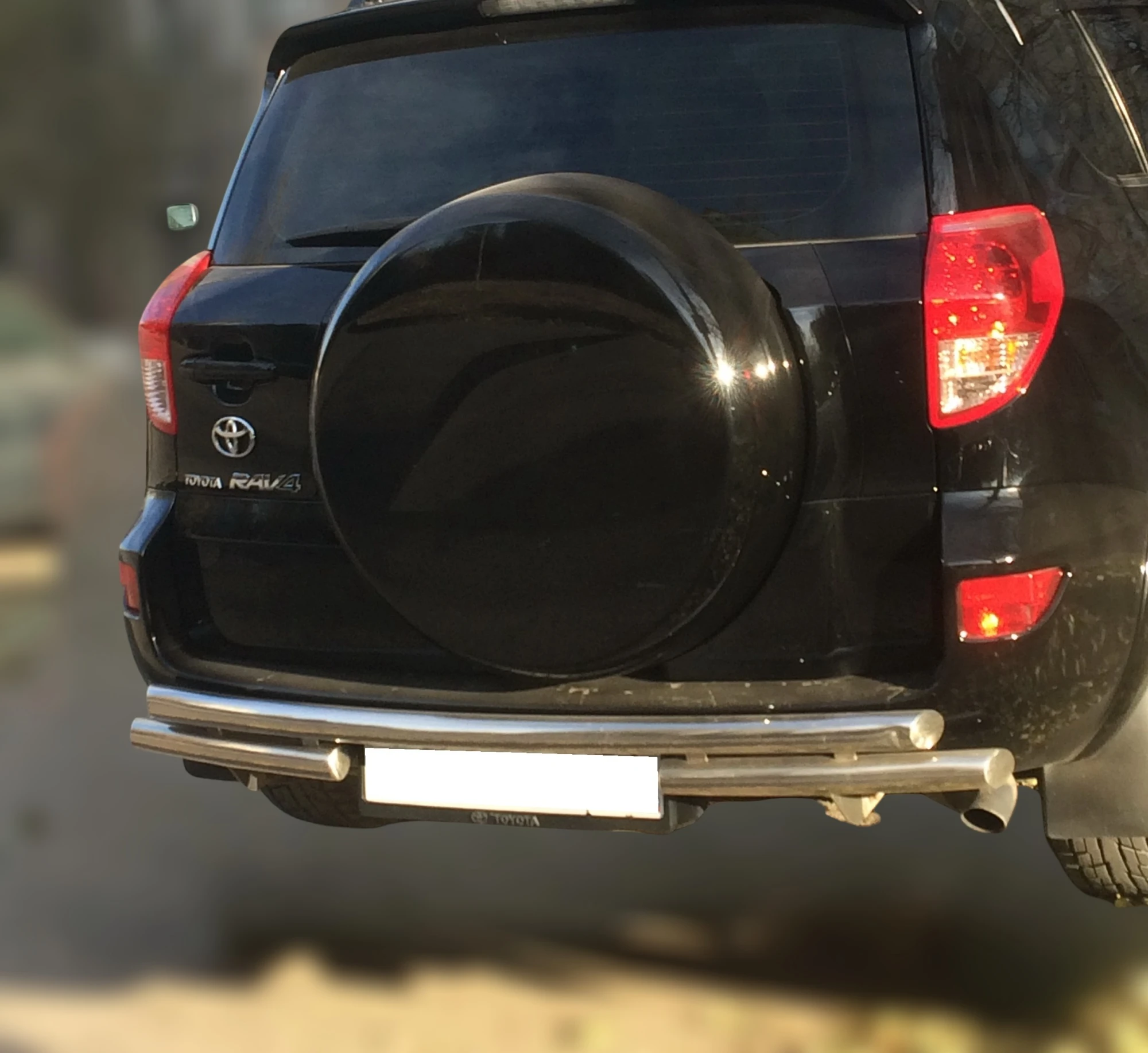 Защита заднего бампера двойная d60/60 мм для Toyota RAV4 III (XA30) Рестайлинг  Юко TRAV.10.16