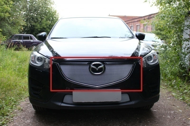 Защитная сетка радиатора верх для Mazda CX-5 I Рестайлинг Хром Стрелка 11 MAZCX15.top.chrome