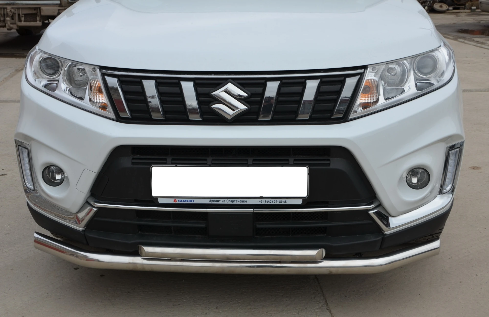 Защита переднего бампера двойная d60/42 мм для Suzuki Vitara II Рестайлинг  Юко SV.19.03