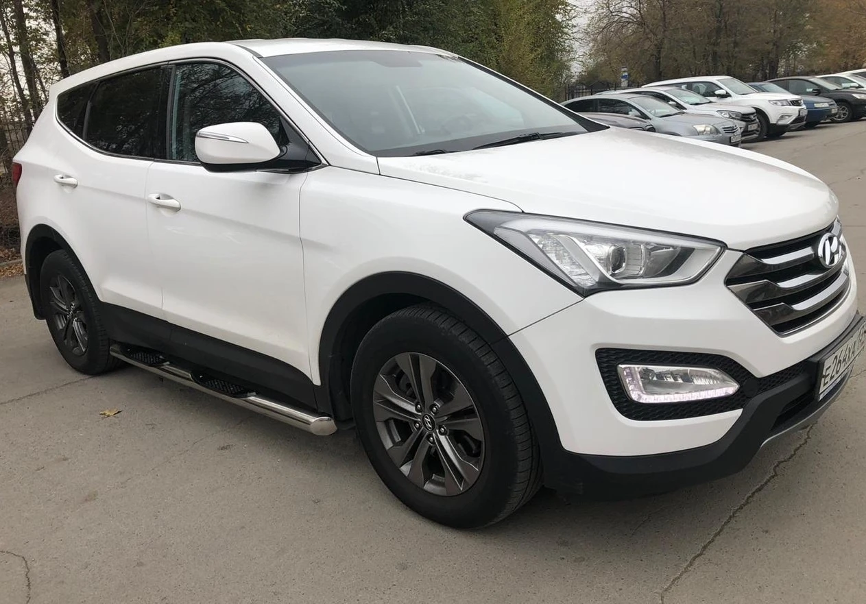 Пороги труба с проступью d76 мм для Hyundai Santa Fe III  Юко HYSF.12.93