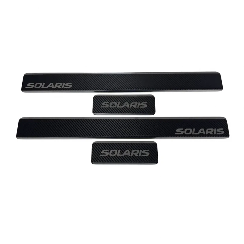 Накладки на пороги нержавеющая сталь под карбон 4шт. для Solaris KRX I Карбон INOX INOX.SOLARIS.KRS.KRX.2024.CARBON