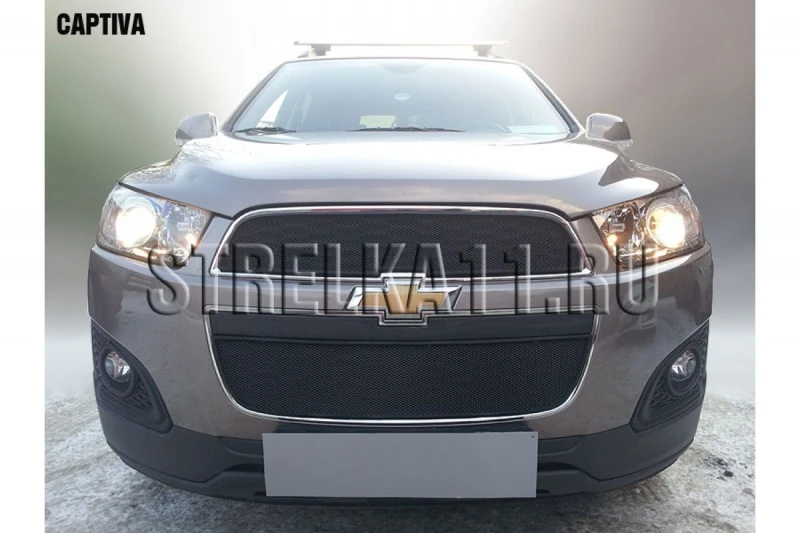 Защитная сетка радиатора 2 части для Chevrolet Captiva I Рестайлинг 2 Черный Стрелка 11 CHCAP13.black