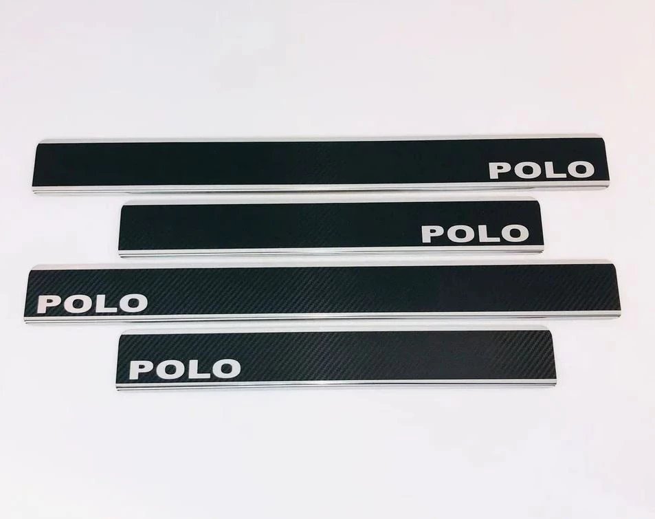 Накладки на пороги нержавеющая сталь под карбон 4шт. (с кузовом седан) для Volkswagen Polo VI