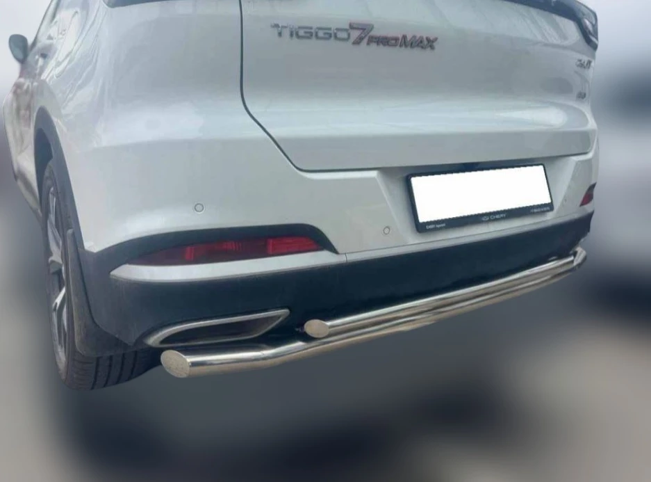 Защита заднего бампера двойная d60/42 мм для Chery Tiggo 7 Pro Max I Рестайлинг  Юко CTGPM.7.24.16