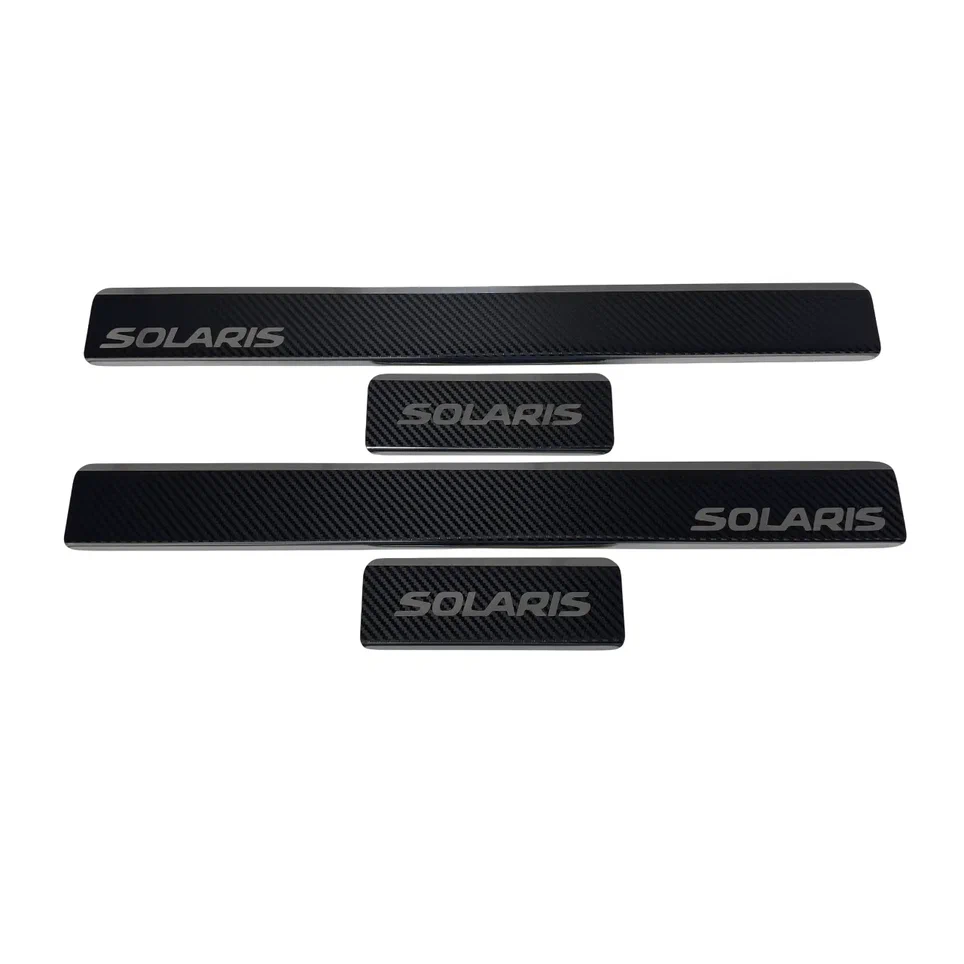 Накладки на пороги нержавеющая сталь под карбон 4шт. для Solaris KRX I