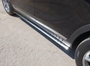 Пороги овальные с проступью 75х42 мм для Kia Sorento III Prime