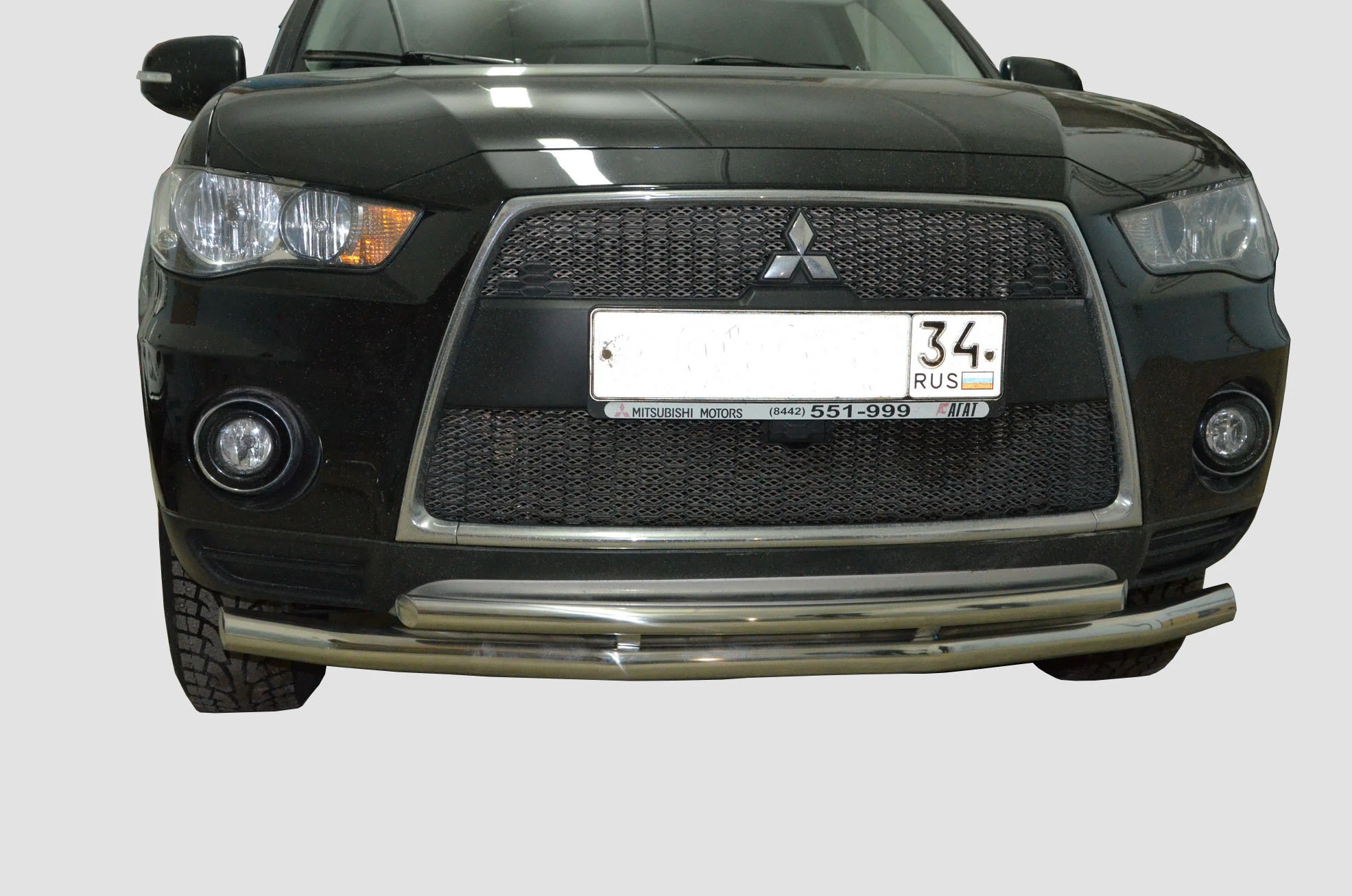 Защита переднего бампера двойная d60/42 мм для Mitsubishi Outlander II Рестайлинг  Юко MSO.10.03