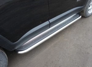 Пороги с площадкой (нерж. лист) 60,3 мм для Jeep Renegade I Рестайлинг