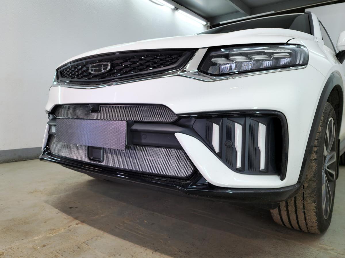 Защитная сетка радиатора низ, с датчиками для Geely Tugella I Рест