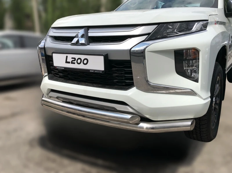Защита переднего бампера двойная d76/60 мм для Mitsubishi L200 V Рестайлинг  Юко MSL200.19.03