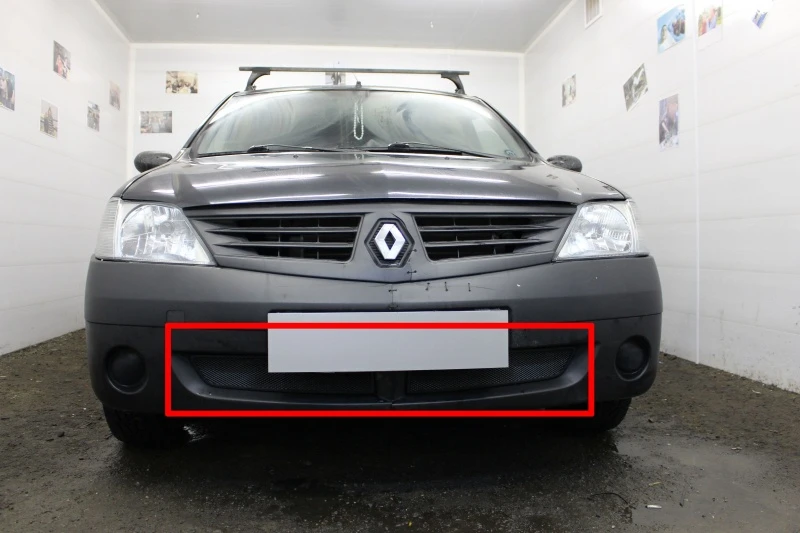 Защитная сетка радиатора низ для Renault Logan I Черный Стрелка 11 RLOG04.black