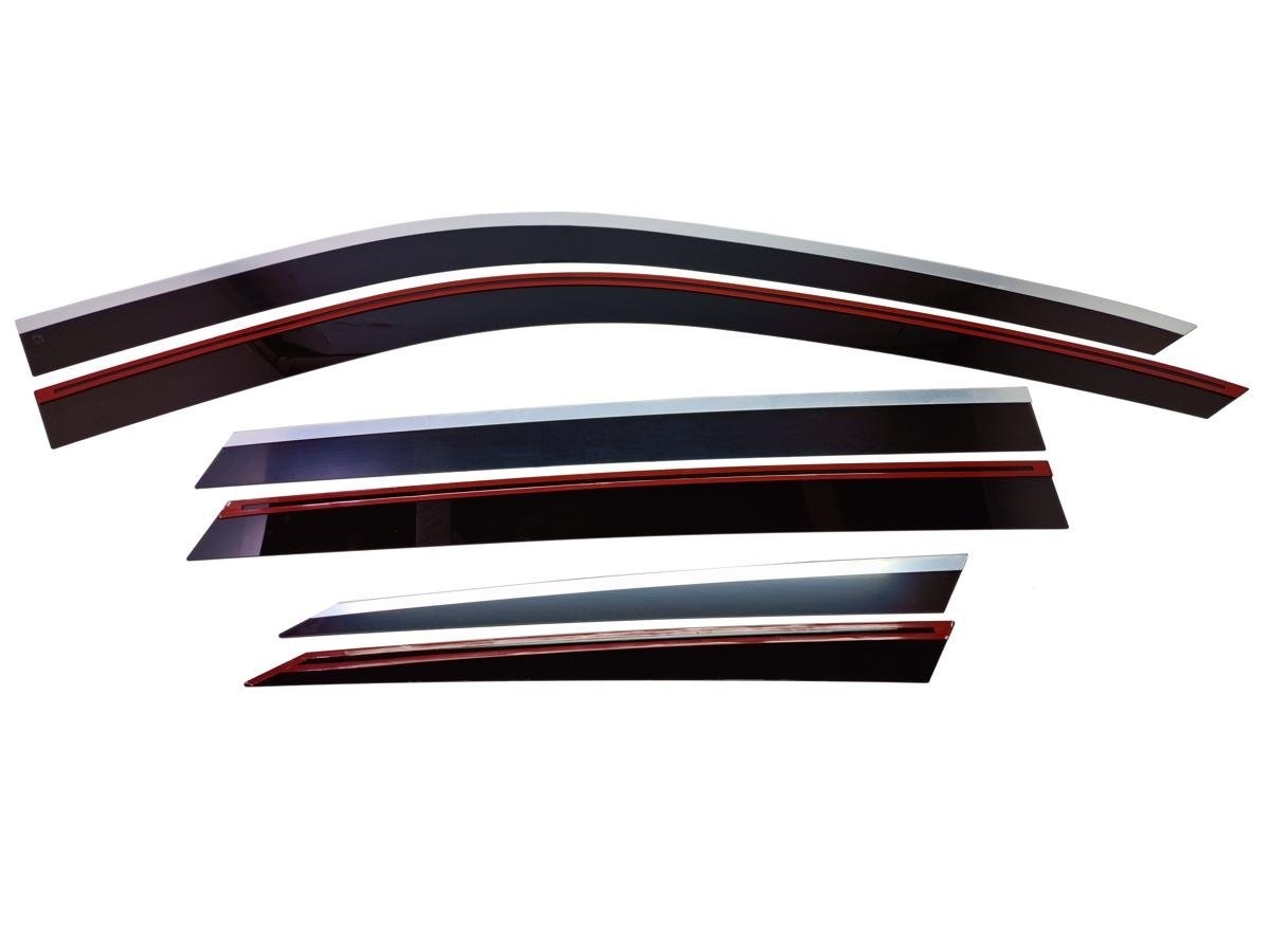 Дефлекторы окон 2D с хром накладками 6 шт. широкий хром для EXEED RX