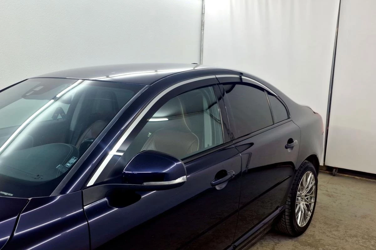 Дефлекторы окон 2D с хром накладками 4 шт. для Volvo S80 II Рестайлинг
