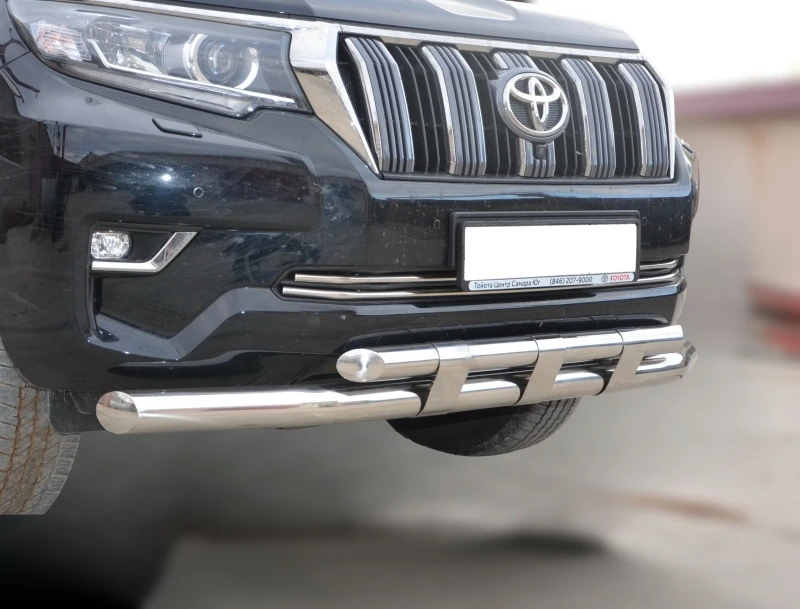 Защита переднего бампера двойная с пластинами d76/60 мм для Toyota Land Cruiser Prado 150 Series Рестайлинг 2  Юко TLCP150.17.03-2
