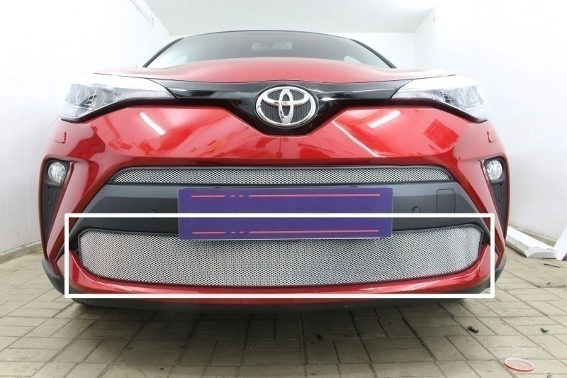 Защитная сетка радиатора низ для Toyota C-HR I Рестайлинг Хром Стрелка 11 TCHR19.bot.chrome