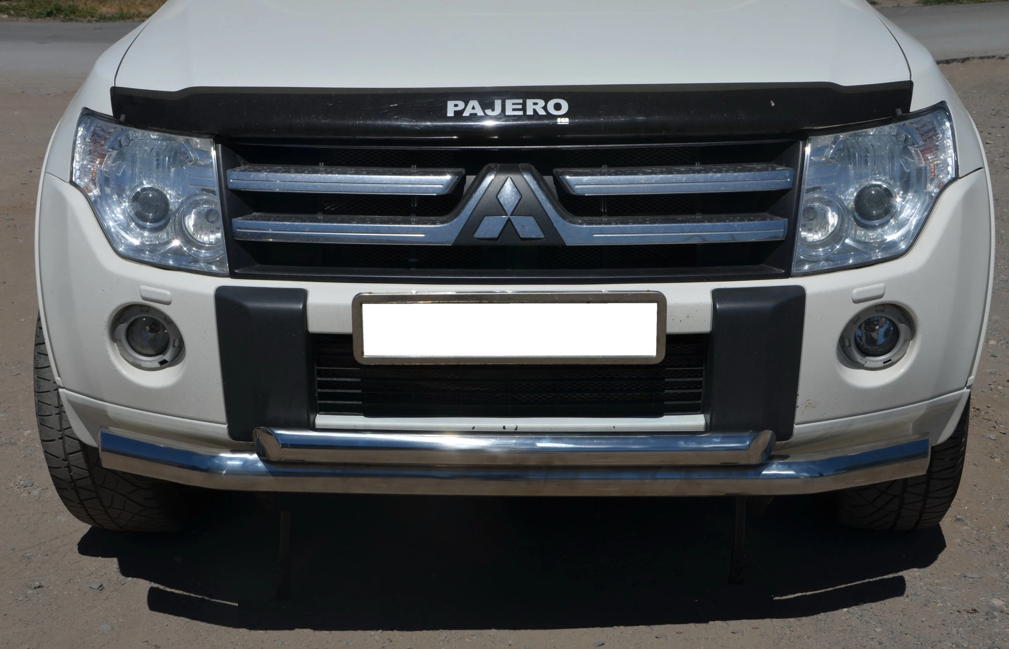 Защита переднего бампера двойная d76/60 мм для Mitsubishi Pajero IV Рестайлинг 2  Юко MSP4.06.03-1