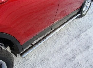 Пороги овальные с проступью 75х42 мм для Toyota RAV4 IV (XA40)  ТСС TOYRAV13-09