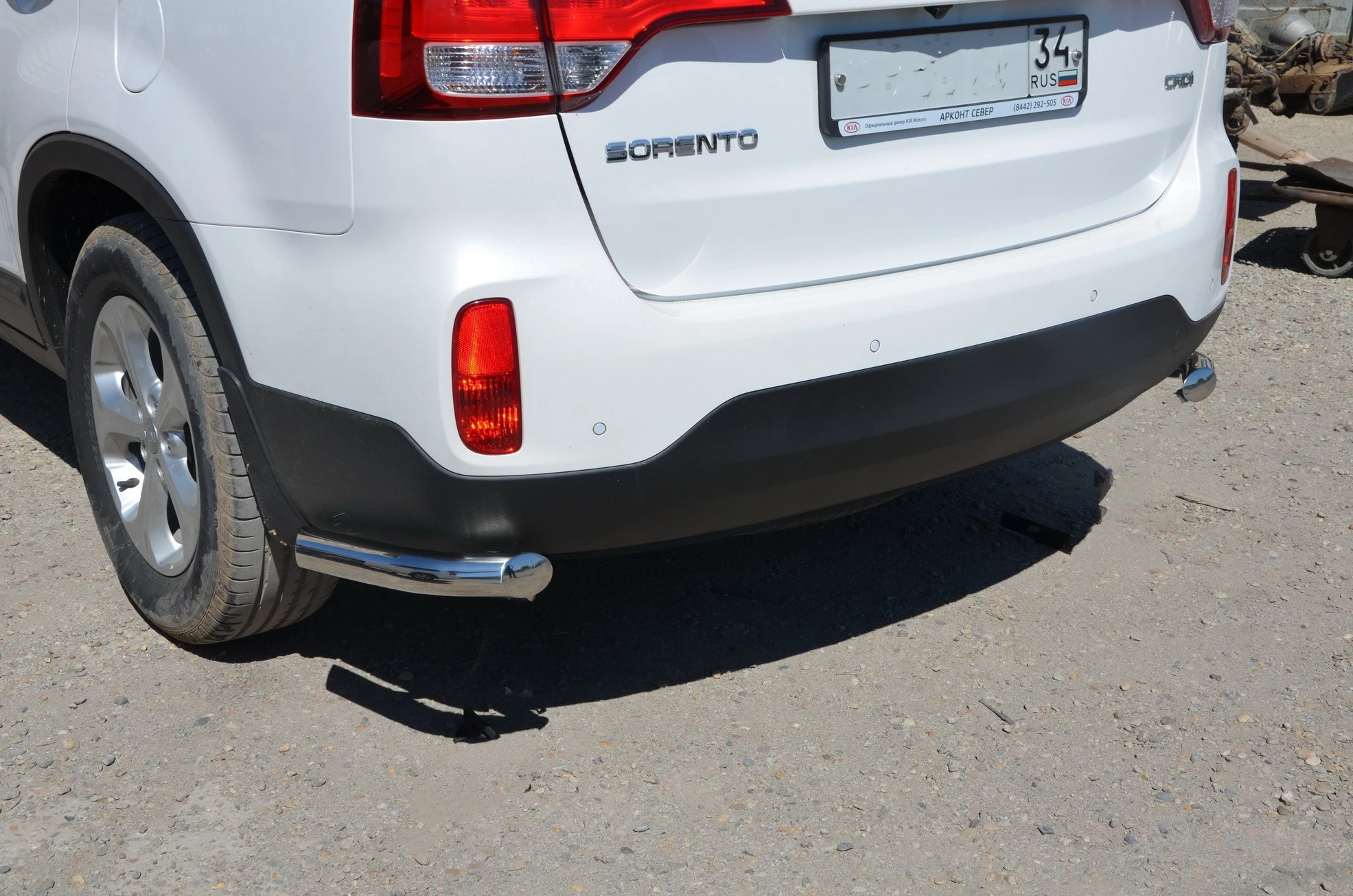 Защита заднего бампера угловая d60 мм для Kia Sorento II Рестайлинг  Юко KSR.13.17