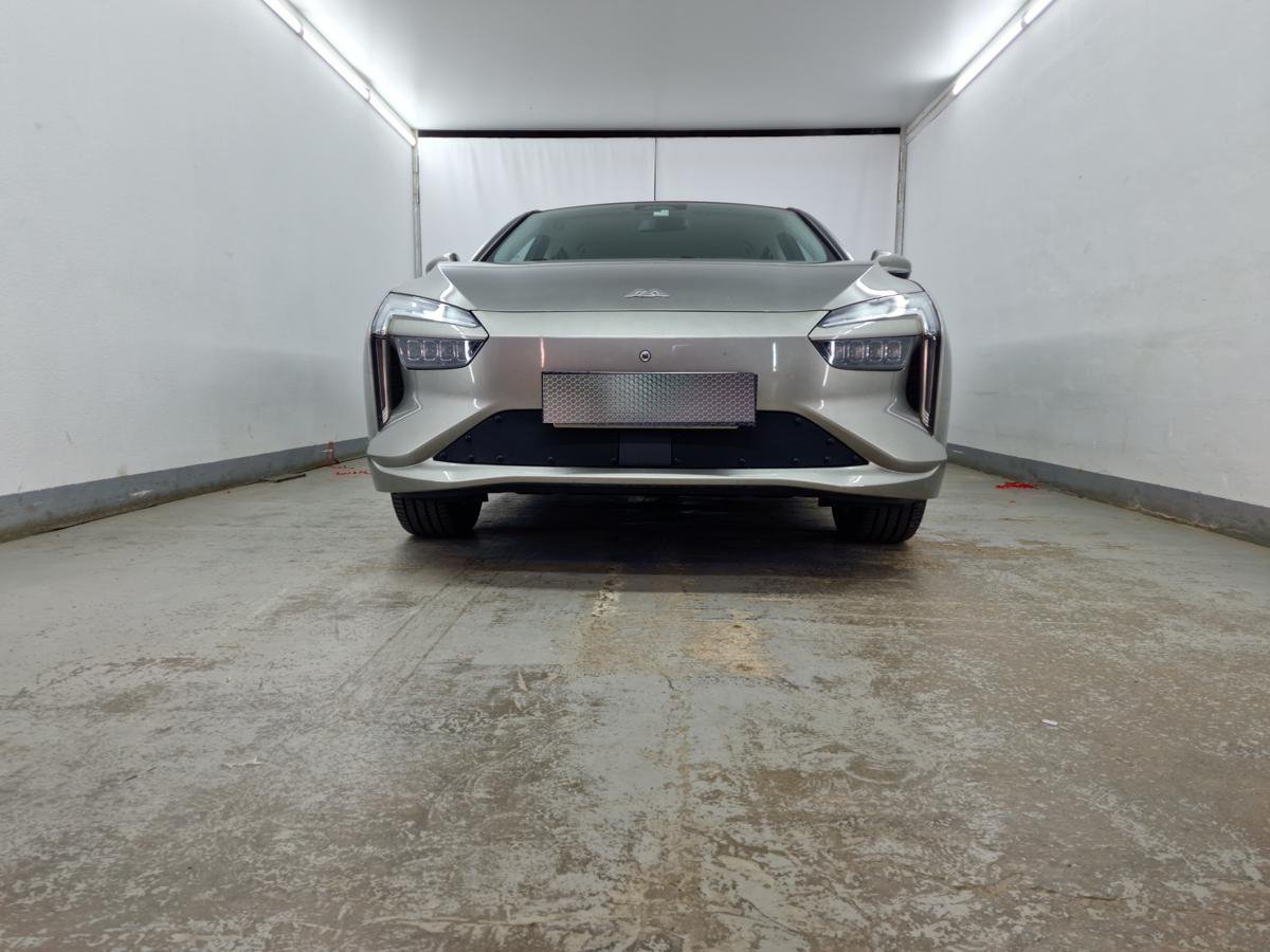 Зимняя заглушка радиатора к съемной сетке низ с датчиком АСС 2 части для Амберавто А5 I