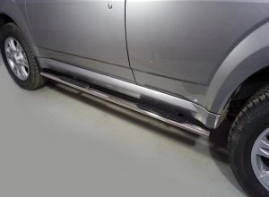 Пороги овальные с накладкой 75х42 мм для Haval H5 I