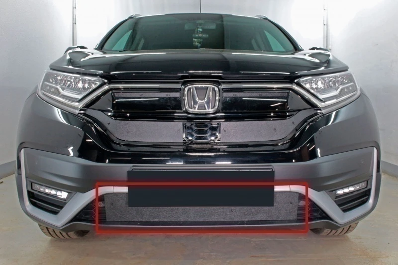 Зимняя заглушка радиатора на стяжке низ для Honda CR-V V Рестайлинг Черный Стрелка 11 ZZ.HCRV19.bot
