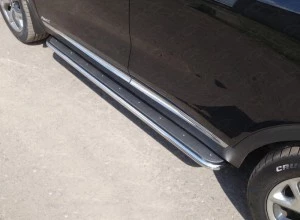 Пороги с площадкой (нерж. лист) 42,4 мм для Kia Sorento III Prime Рестайлинг