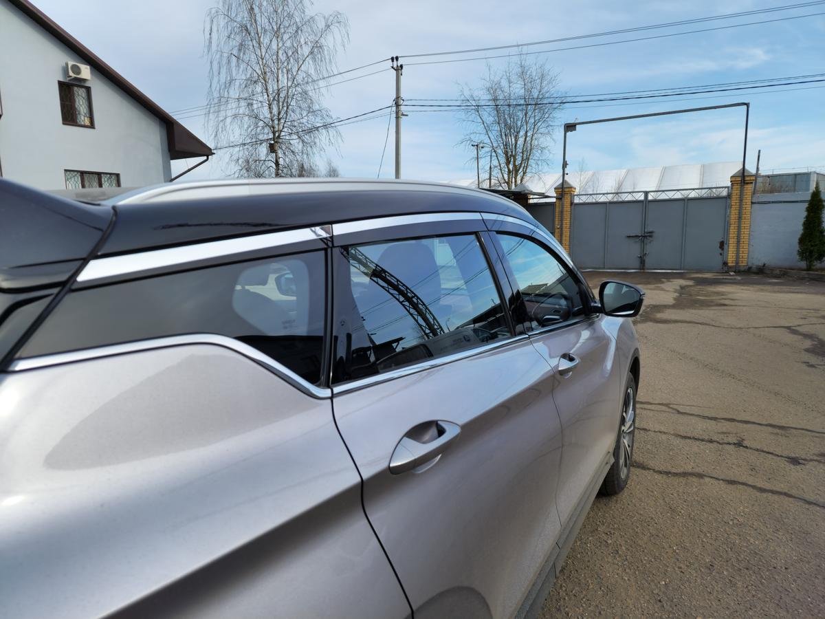 Дефлекторы окон с хром накладками 2D 6 шт для Geely Coolray I