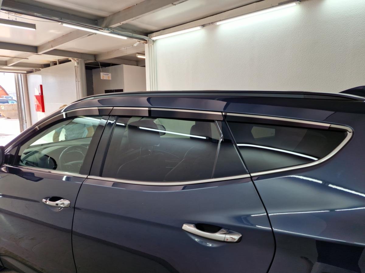 Дефлекторы окон с хром накладками 2D 6 шт для Hyundai Santa Fe III Рестайлинг