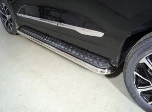 Пороги с площадкой (нерж. лист) 42,4 мм для Haval Jolion I