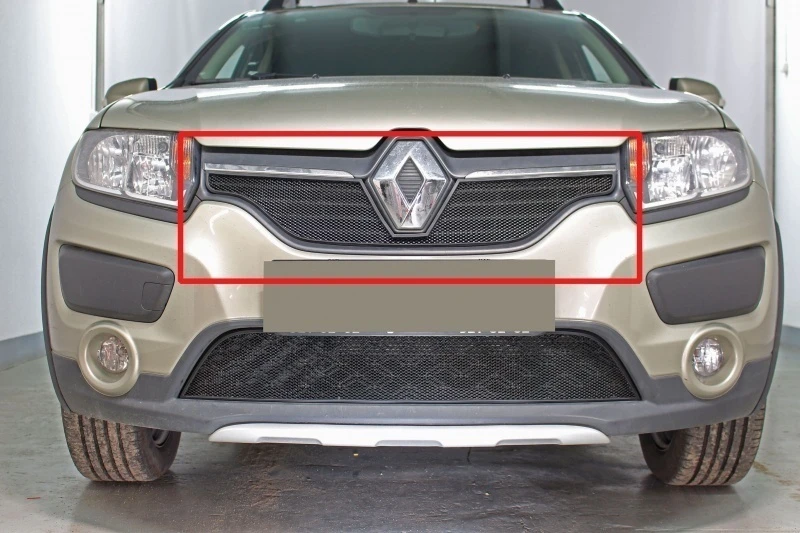 Защитная сетка радиатора на верх для Renault Sandero II Черный Стрелка 11 RLOG14.RSAN14.top.black