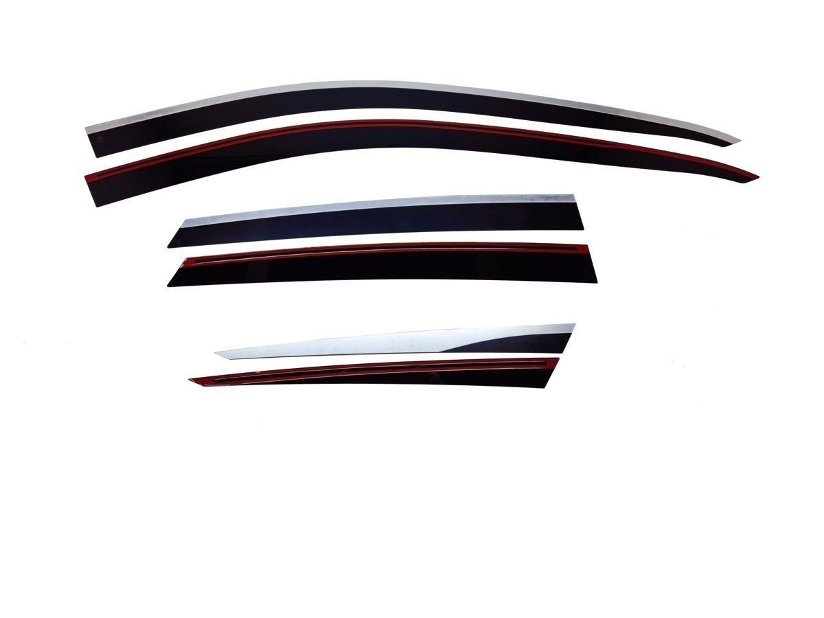 Дефлекторы окон 2D с хром накладками 6 шт. (под наклоном) (короткая база) для Hyundai Tucson IV Рестайлинг