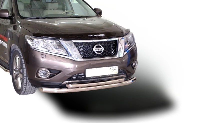 Защита переднего бампера двойная d76/60 мм для Nissan Pathfinder IV  Юко NPF.15.03