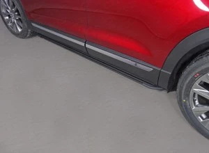 Пороги алюминиевые "Slim Line Black" 1920 мм для Mazda CX-9 II Рестайлинг Черный ТСС MAZCX917-24B