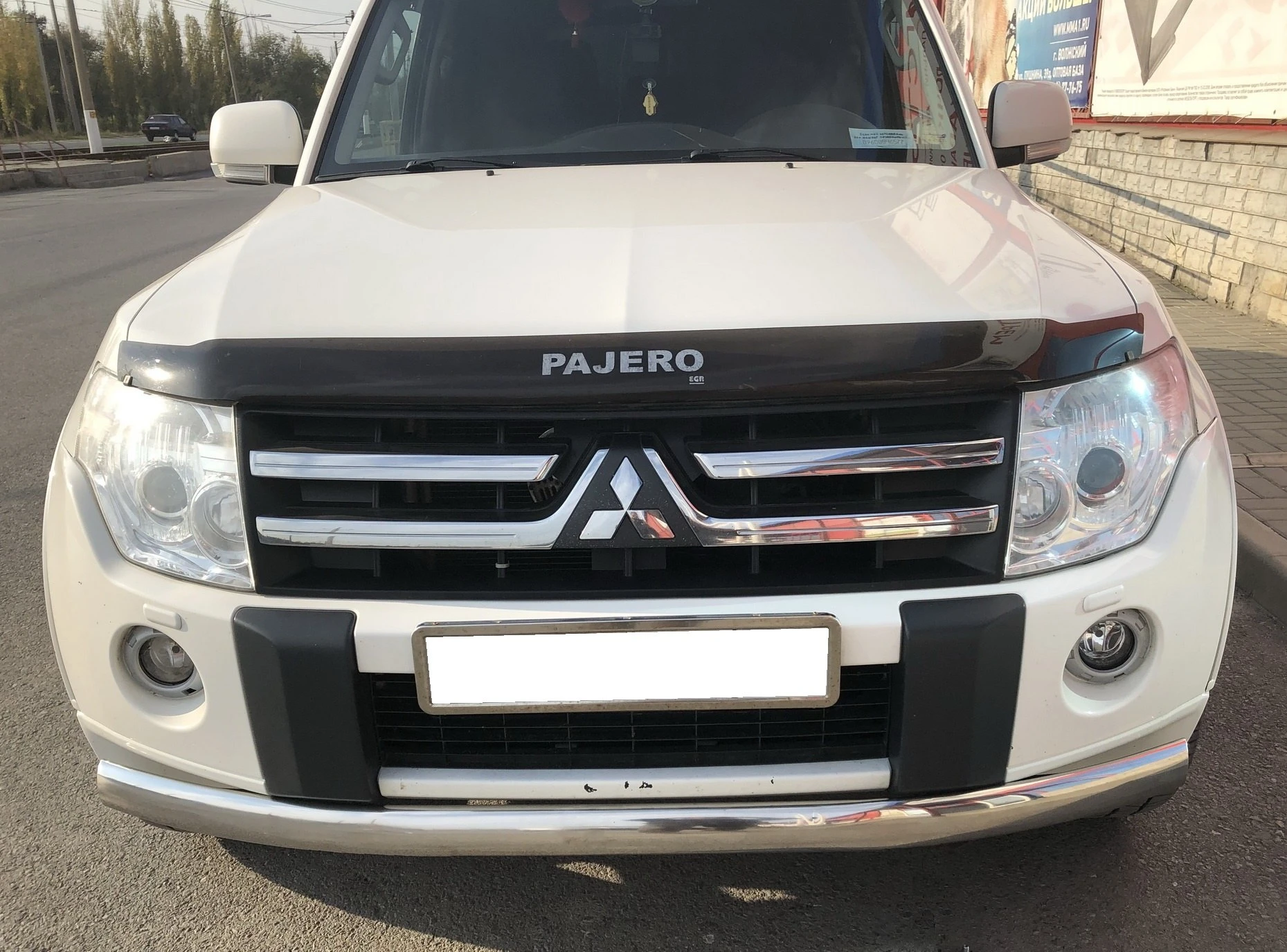 Защита переднего бампера овал d75х42 мм для Mitsubishi Pajero IV Рестайлинг 2  Юко MSP4.06.02