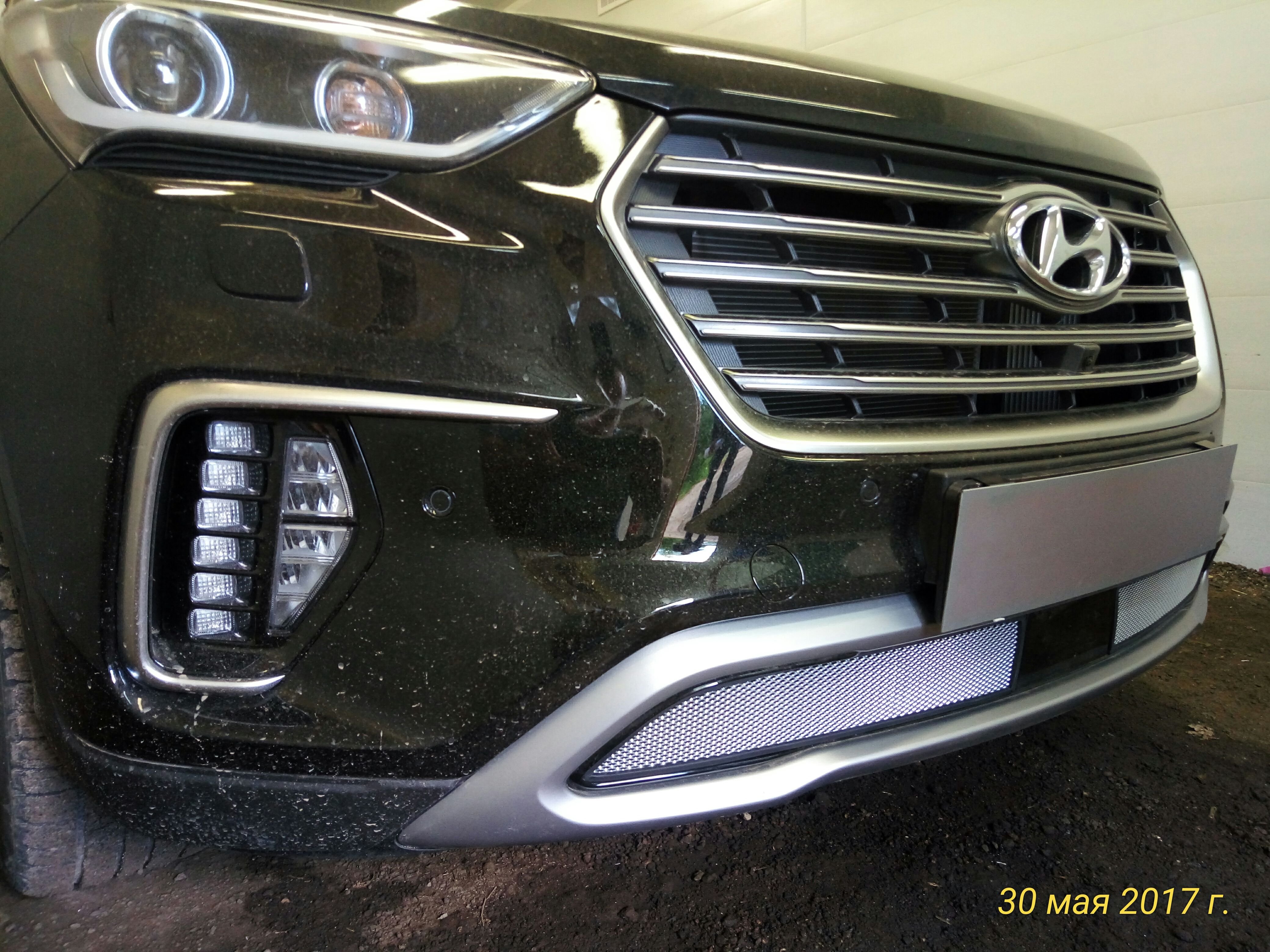 Защитная сетка радиатора низ 2 части, с датчиком ACC для Hyundai Grand Santa Fe I Рестайлинг