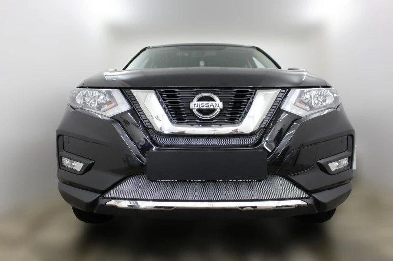 Комплект сеток chrome низ и середина для Nissan X-Trail III Рестайлинг Хром Стрелка 11 NXTR18.bot.chrome-NXTR18.mid.chrome
