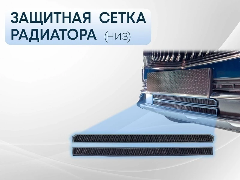 Защитная сетка радиатора низ 2 части для Geely Monjaro Черный Стрелка 11 GMON.bot.black