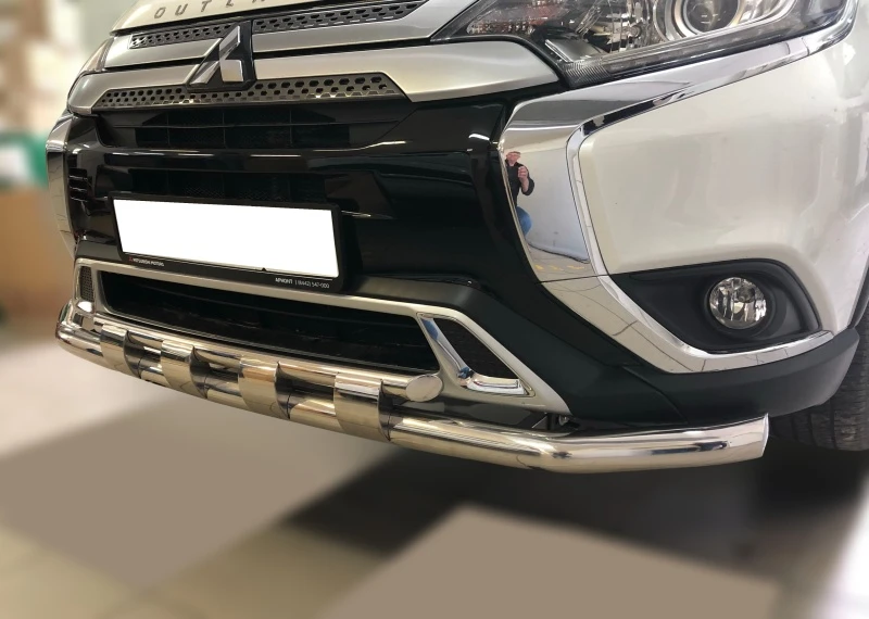 Защита переднего бампера двойная с перемычками d60/42 мм для Mitsubishi Outlander III Рестайлинг 3  Юко MSO.19.75