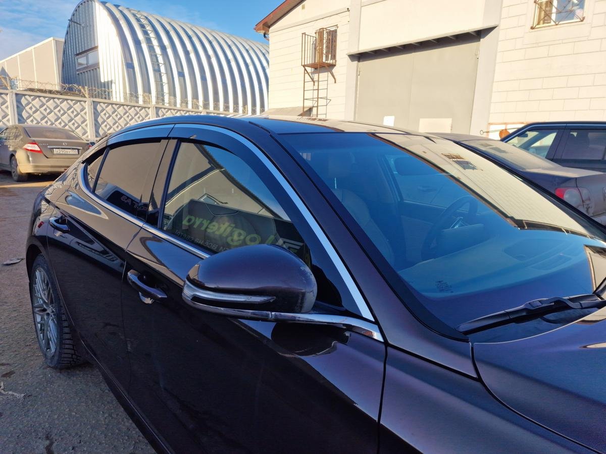 Дефлекторы окон 2D с хром накладками 4 шт. для Genesis G70 I Рестайлинг