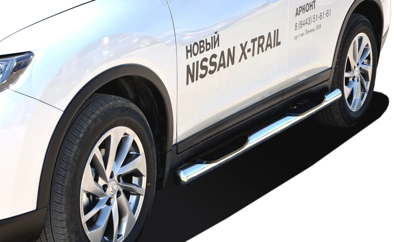 Пороги труба с проступью d76 мм для Nissan X-Trail III Рестайлинг  Юко NXT.18.93
