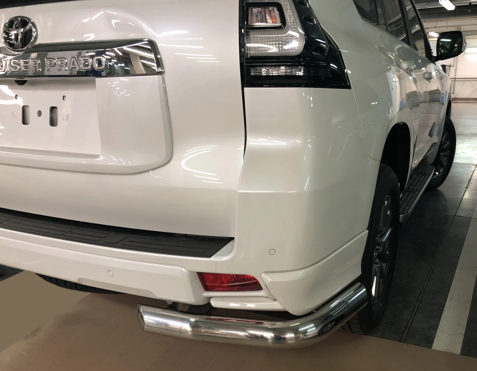 Защита заднего бампера угловая d76 мм для Toyota Land Cruiser Prado 150 Series Рестайлинг 2  Юко TLCPS150.19.18