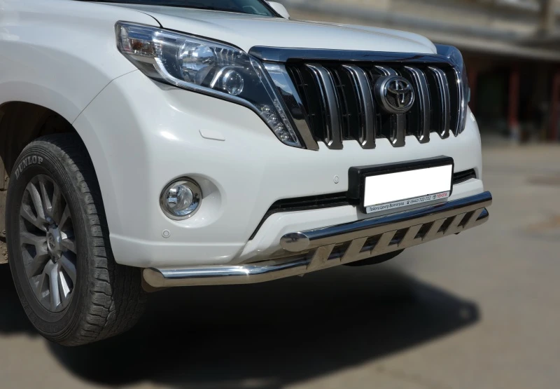 Защита переднего бампера с пластинами d60/60 мм для Toyota Land Cruiser Prado 150 Series Рестайлинг 1  Юко TLCP150.14.03-1