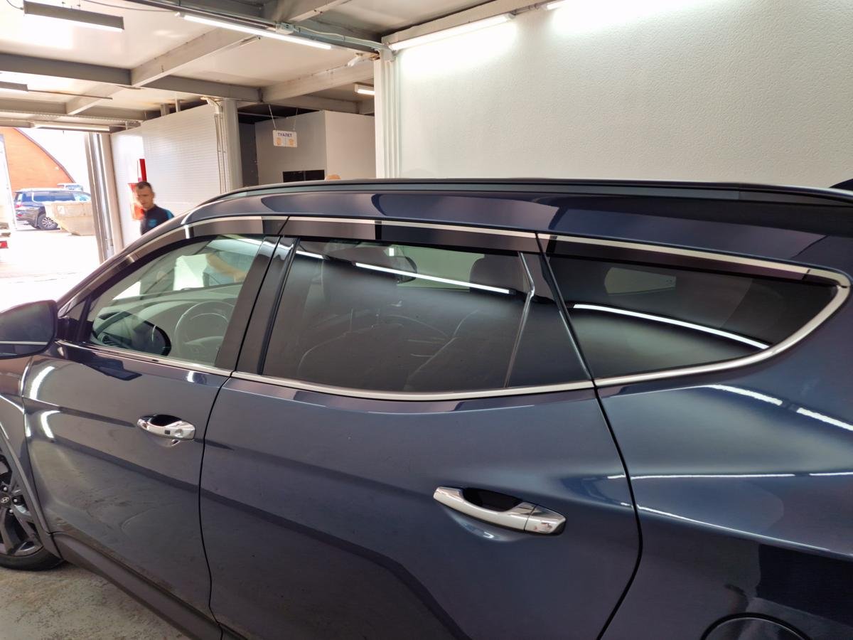 Дефлекторы окон с хром накладками 2D 6 шт для Hyundai Santa Fe III Рестайлинг